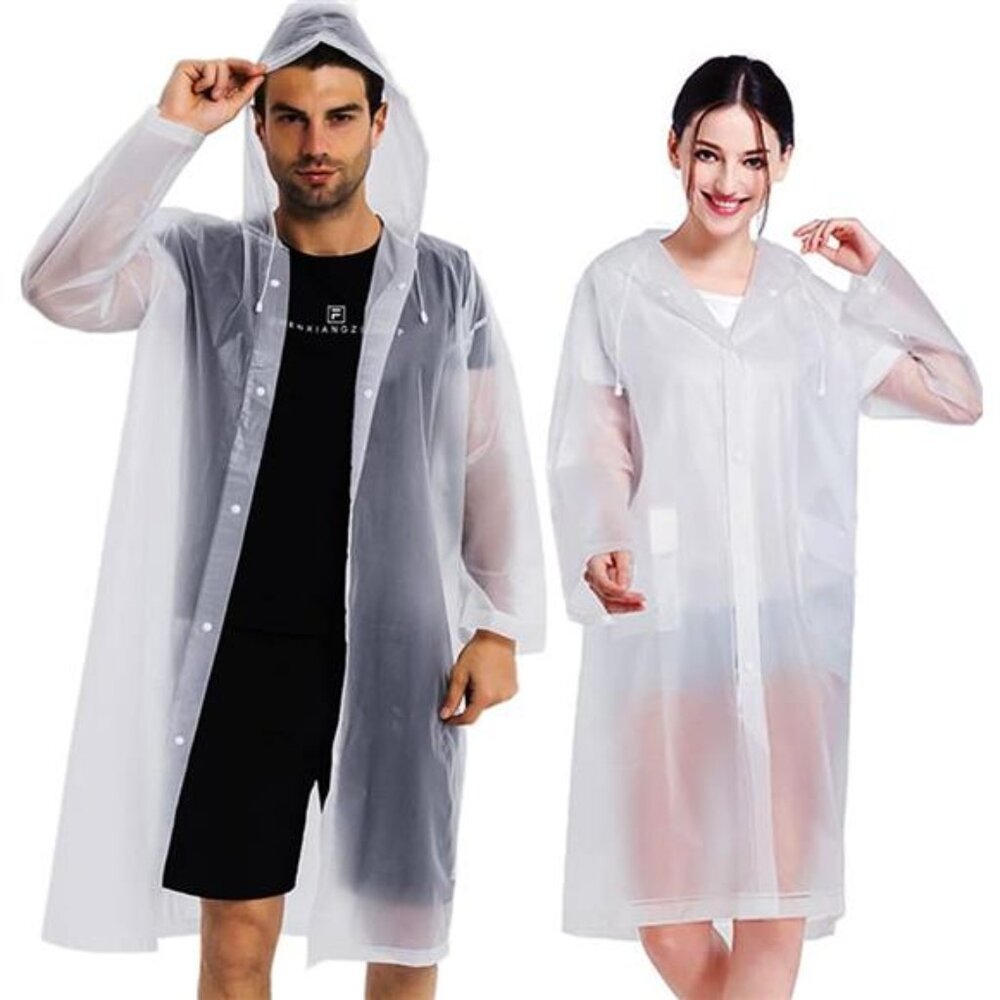 Raincoat 2 Pack Men Women Reusable EVA Waterproof Poncho Lightweight Outdoor